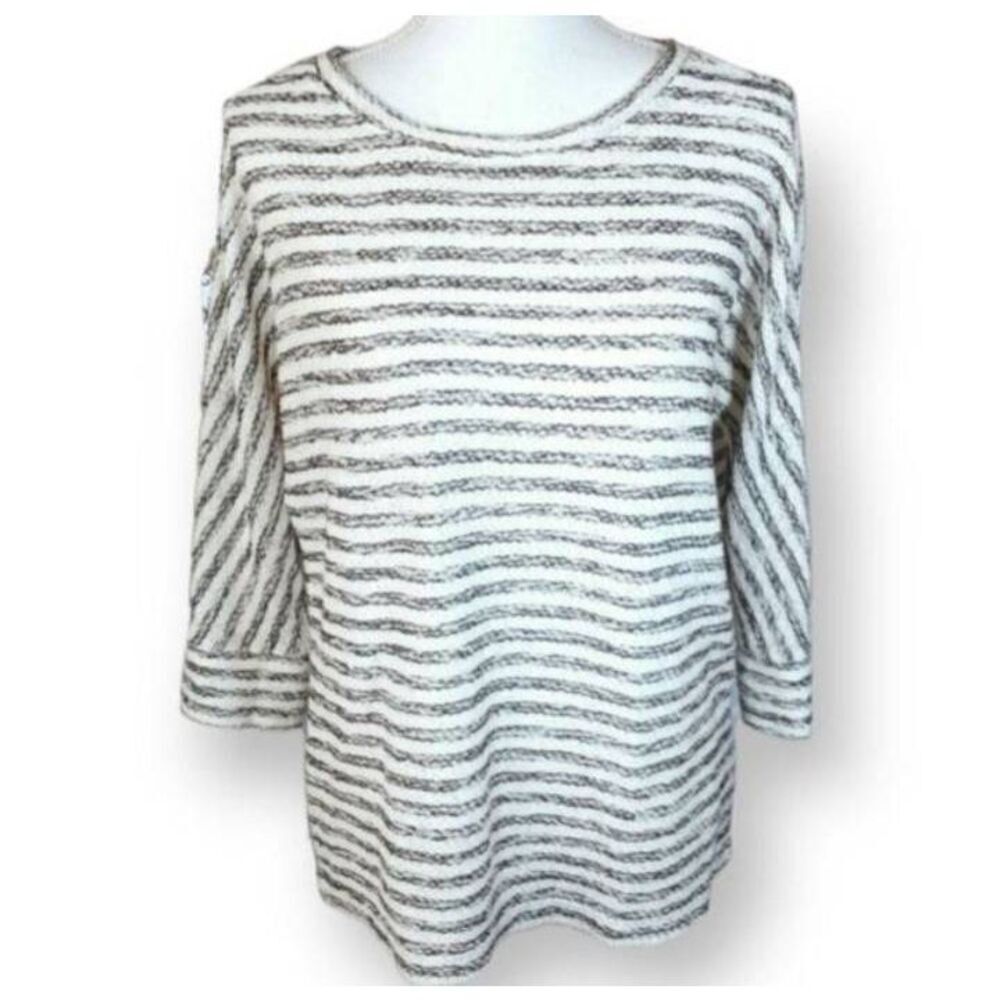 LOU & GREY WHITE & GRAY STRIPE SWEATER SZ.S EUC. - Picture 2 of 6